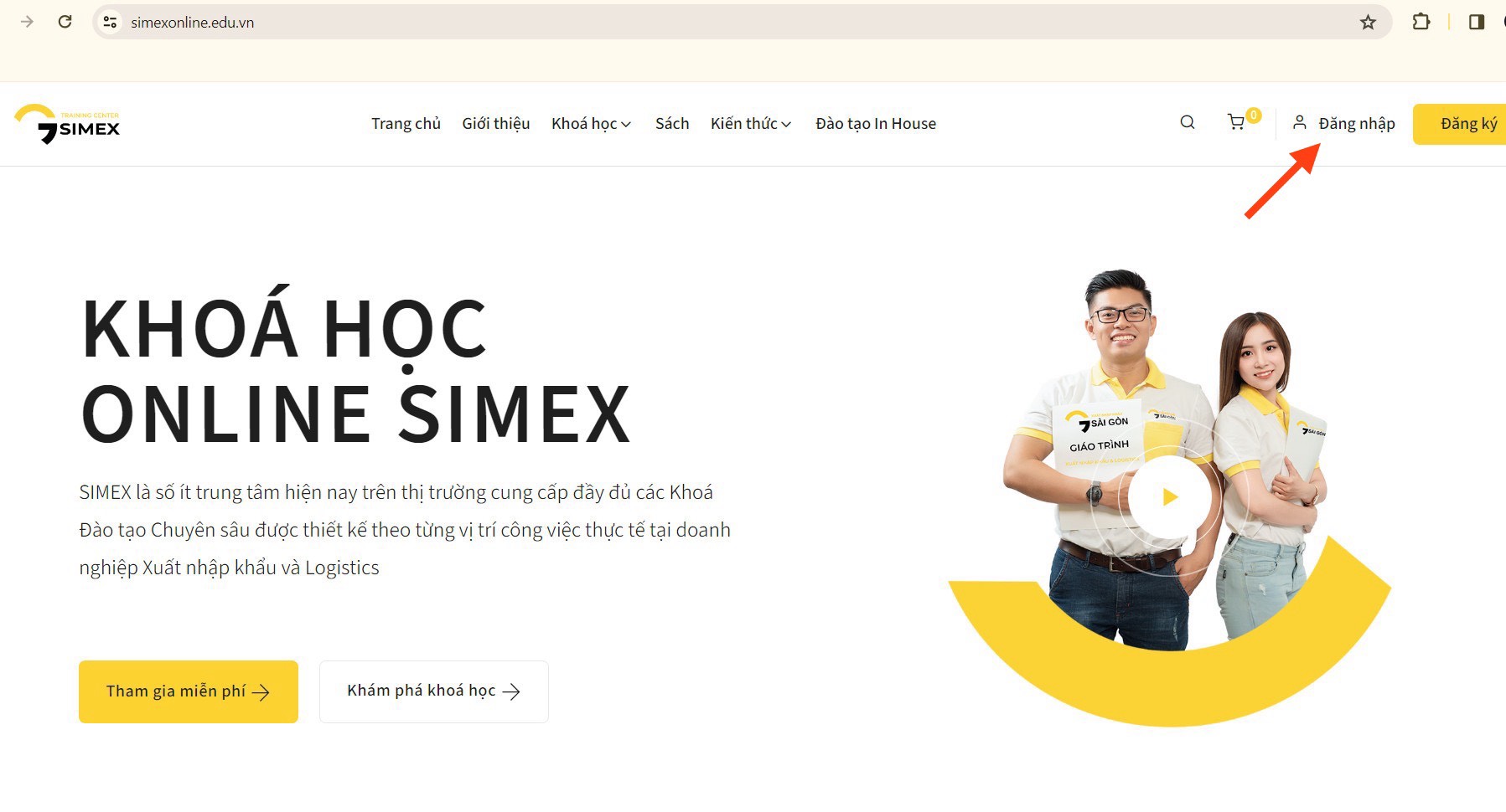 Bấm vào Đăng nhập